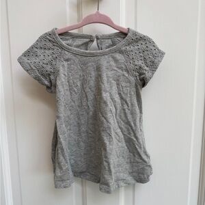 GAP 3T Girls Gray Eyelet Short Sleeve Kids Tee Shirt Blouse Top